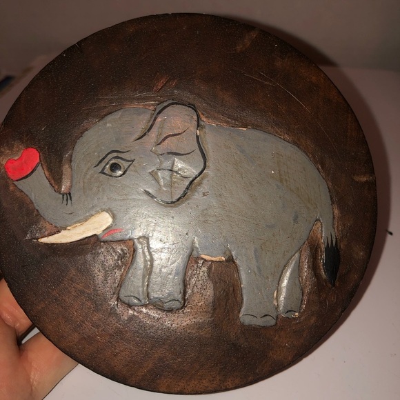 Vintage handcrafted Wooden Elephant Decor Boxes that fit inside of each other - Picture 2 of 9